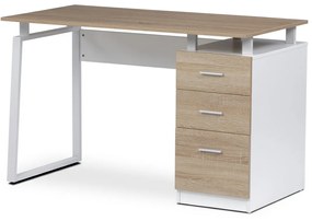 Masă de birou 3218 SON, alb și stejar sonoma