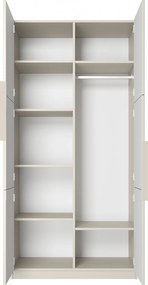 Dulap Asha 100 cm cu față canelată și mânere metalice - cașmir / mânere cașmir