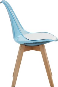 Scaun, albastru transparent, acrilic/piele ecologică/fag, BALI 2 NEW