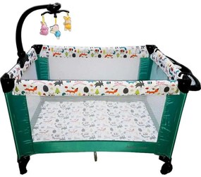 Patut Pliant, Tarc copii Baby Care™ NEST, Pliabil pe 2 Niveluri cu muzica si Masa infasat, Jucarie Carusel cu jucarii din plus, geanta transport