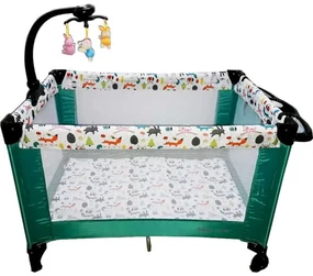 Patut Pliant, Tarc copii Baby Care™ NEST, Pliabil pe 2 Niveluri cu muzica si Masa infasat, Jucarie Carusel cu jucarii din plus, geanta transport