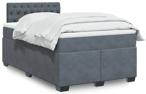 vidaXL Pat box spring cu saltea, gri închis, 120x200 cm, catifea