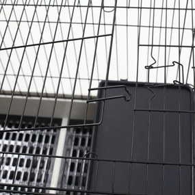 PawHut Cusca pentru Hamsteri Iepuri Cobai in Metal Negru cu 2 Usi | Aosom Romania