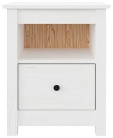 Noptiera, alb, 40x35x49 cm, lemn masiv de pin 1, Alb