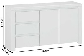 Comodă Lafer 2D3S (alb lucios). 1034133