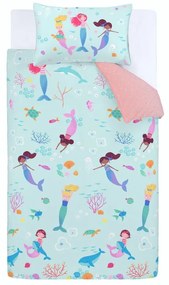 Lenjerie de pat copii pentru pat 1 persoană 135x200 cm Mermaid – Catherine Lansfield