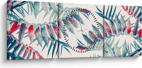 Tablou - Frunze tropicale (cu ceas) (90x30 cm)