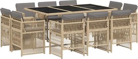 vidaXL Set mobilier grădină cu perne, 11 piese bej combinat poliratan