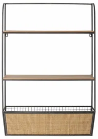 Raft de perete natur, din rattan si metal, Lesley