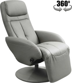 Fotoliu recliner OPTIMA, gri, piele ecologica/metal, 77x80/139x101/84