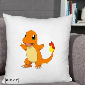 Perna Personalizata Charmander Pokemon, 40x40 cm, Alb Pufos, Husa Detasabila, Perna Inclusa, BEKZ®
