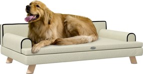 PawHut Canapea pentru câini și pisici design scandinav pernă moale detașabilă picioare din lemn masiv 100 x 62 x 32 cm bej | Aosom Romania