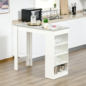 HOMCOM Masă de Bar Masă Înaltă Tip Bistró de Bucătărie cu Raft de 4 Nivele Stil Modern din Melamină pentru Dining Sufragerie 115x50x102,7 cm Alb și Gri | Aosom Romania