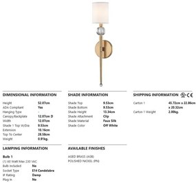 Aplica de perete design clasic ROCKLAND small, alama antichizata