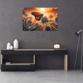 Tablou – Fluture în soare apunând (90x60 cm)