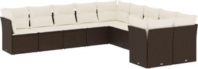 vidaXL Set canapele de grădină cu perne, 10 piese, maro, poliratan