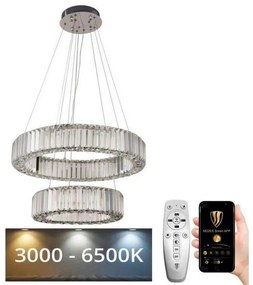 Lustră LED dimabilă pe cablu LED/65W/230V 3000-6500K crom + telecomandă