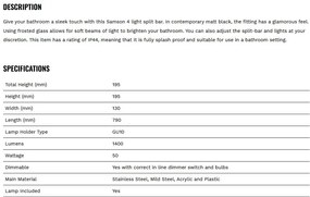 Plafoniera pentru baie cu spoturi directionabile IP44 Samson negru 4L