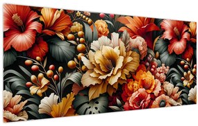Tablou - Flori portocalii și roșii (120x50 cm)