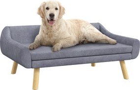 PawHut Canapea pentru câine design scandinav pernă moale detașabilă material catifea aspect lemn masiv | Aosom Romania