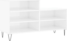 vidaXL Pantofar, alb extralucios, 102x36x60 cm, lemn compozit