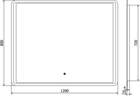 Mexen Zusa oglindă de baie iluminată 120 x 80 cm, LED 6000K, anti-aburire - 9808-120-080-611-00