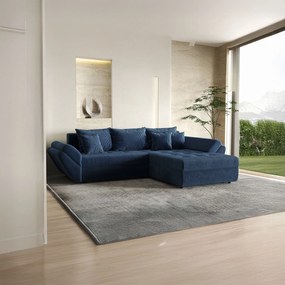 Colțar extensibil dumonde cu ladă de depozitare si sezut confortabil din spuma high-density, Loana Zoom Blue II 270x185 cm