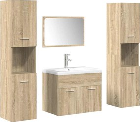 vidaXL Set mobilier de baie, 5 piese, stejar sonoma, lemn prelucrat