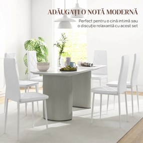 HOMCOM Set 6 Scaune de Sufragerie Tapițate cu Spătar Înalt, Tălpi Antiderapante și Picioare din Oțel, 41x50x97 cm, Alb | Aosom Romania