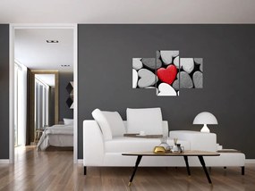 Tablou cu inimioare din lemn (90x60 cm)