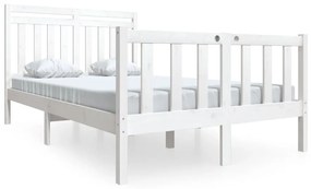 3100690 vidaXL Cadru de pat mic dublu, alb, 120x190 cm, lemn masiv