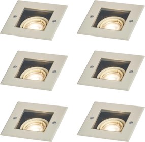 Set de 6 spoturi de sol moderne bej GU10 50mm reglabile IP65 - Oneon