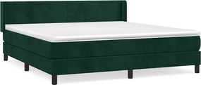 vidaXL Pat box spring cu saltea, verde închis, 160x200 cm, catifea