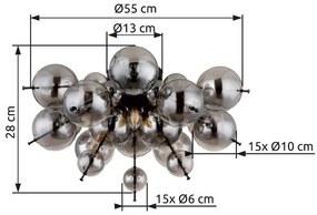 Lustra aplicata design modern UDO 3L negru/fumuriu