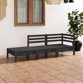 3082616 vidaXL Set mobilier de grădină, 3 piese, negru, lemn masiv de pin