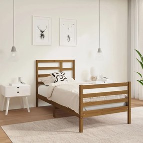 3105823 vidaXL Cadru de pat Small Single 2FT6 maro miere, 75x190 cm lemn masiv