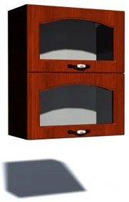 Corp superior vitrina 60 cu 2 usi orizontale Zebra MDF mustata cedru