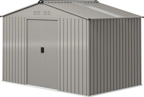Outsunny Magazie de Grădină 4,9 m² 277x195x192 cm cu 2 Uși Culisante, Acoperiș Înclinat și 4 Grile de Ventilație, Gri Argintiu | Aosom Romania