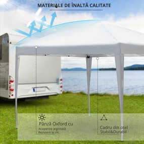 Gazebo Pliabil pentru Grădină Outsunny - Alb, 2.95x2.95m, cu Accesorii Includ | Aosom Romania