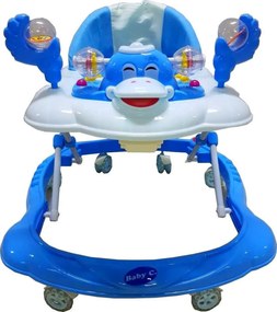 Premergator reglabil in 3 trepte NOVOKIDS™ Baby C, cu melodii, roti silentioase din silicon, Ratusca, Pliabil, Albastru