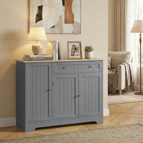 HOMCOM Bufet de bucătărie Dulap de bucătărie cu 3 rafturi pe ușă Sertar Rafturi reglabile pentru dining 105x40x83 cm Gri | Aosom Romania