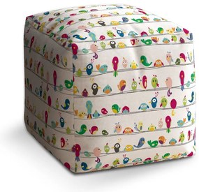 Taburet Cube păsărele, alb