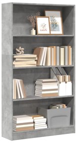 vidaXL Bibliotecă, gri beton, 80x24x143 cm, lemn prelucrat