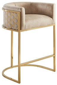 Scaun de bar ELEGANCE catifea bej, otel inoxidabil auriu