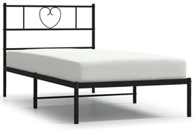 355459 vidaXL Cadru de pat din metal cu tăblie, negru, 107x203 cm