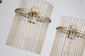 Lustra suspendata metal auriu, tije din sticla Swizzle 4L