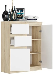Comodă modernă fără mânere S-2 - diverse opțiuni de culoare sonoma mix biela