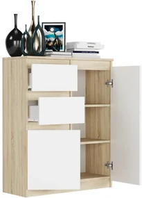 Comodă modernă fără mânere S-2 - diverse opțiuni de culoare sonoma mix biela