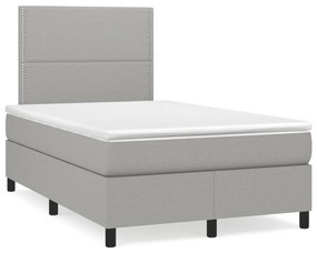 vidaXL Pat box spring cu saltea, gri deschis, 120x190 cm, textil