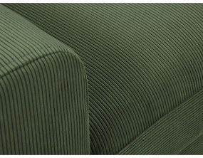 Colțar verde extensibil, cu spațiu de depozitare cu tapițerie din catifea reiată (cu colț pe partea dreaptă, cu șezlong) Kyoto – Cosmopolitan Design